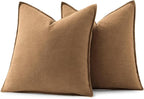 MIULEE Decorative Linen Pillow Covers 16x16 Inch Brown | Boho Farmhouse​ ​Fall - Image 6