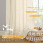 Linen Curtains 72 inches Long for Living Room, Light Beige, 2 Panels | Light - Image 4