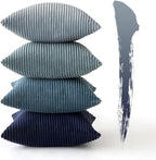 MIULEE Soft Corduroy Decorative Throw Pillow Covers Blue Navy Series 20x20 | - Image 4