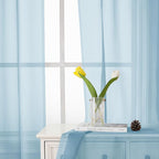 Light Blue Sheer Curtains 84 Inches Long 2 Panels, Light Filtering Solid Voile - Image 7
