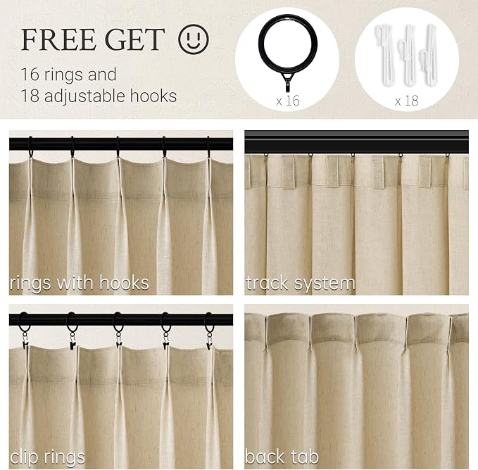 Topfinel Pinch Pleated Curtains 72 Inches Long 2 Panels Set, 40x72 inch Length - Image 2