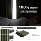 Topfinel Dark Olive Green Blackout Curtains 96 Inch Long 2 Panels Set - Image 6