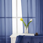 Royal Blue Sheer Curtains 45 Inch Length 2 Panels, Voile Rod Pocket Curtain - Image 9