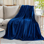 Classic Blue Fleece Plush Throw Blanket 60"x80"for Couch Fuzzy Cozy Flannel | by JIAHANNHA