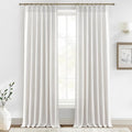 144 Inch Extra Long Beige White Light Filtering Sheer Curtains by PleatedDrapes
