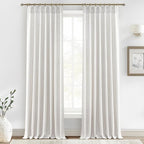 144 Inch Extra Long Beige White Light Filtering Sheer Curtains by PleatedDrapes