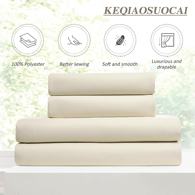 Cream Beige Curtains 84 Inch Length 2 Panels Set Noise Cancelling Neutral - Image 5