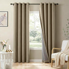 100% Blackout Linen Textured Curtains 84 Inch Long, Plaza Taupe | 100% Blackout by 100BlackoutShield