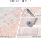 2.6x14 Washable Runner Rug:Modern Abstract Soft Carpet Pink White | - Image 5