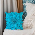 Teal Blue Accent Flower Decorative Throw Pillow Covers - Image 2