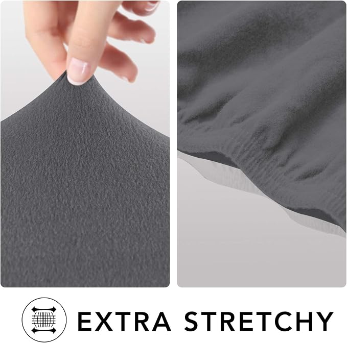 PureFit Stretch Couch Covers for Sofa 4 Seater Slipcovers Gray | 1-Piece Sofa - Image 4