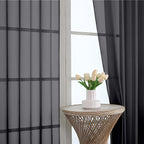 Extra Long Black Sheer Curtains 144 inch 2 Panels Set, Translucent Backdrop - Image 3