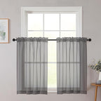 Cafe Curtains 36 Inch Length Tier 2 Pieces, Modern Soft Airy Sheer Kitchen by WelvetBLK