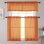 Orange Valances for Windows, Modern Solid Mini Small Window Curtains for Cafe - Image 8