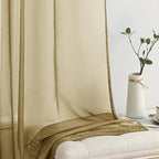 MIULEE Dark Gold Sheer Curtains 84 Inches Long 2 Panels, 54 X 84 Inches | Light - Image 4