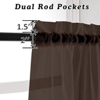 2 Panels Chocolate Brown Sheer Valance - Image 3