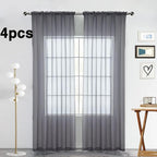 SpaceDresser Grey Sheer Curtains 4 Panels Rod Pocket Semi-Sheer Curtain 84 - Image 2