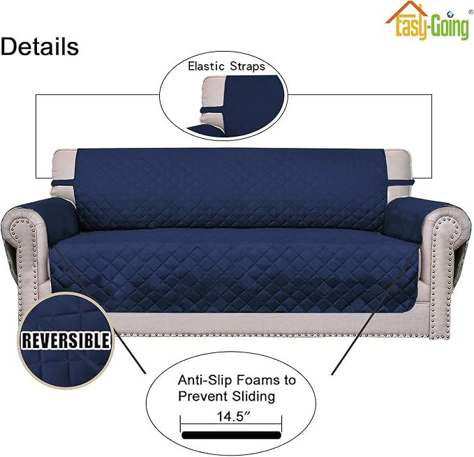 Easy-Going Reversible Couch Cover, 2 Cushion Sofa, Water Resistant Furniture Mat - Image 3
