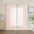 Furman Blush Sheer Curtains, 72 inches Long 2 Panels Set, Light Filtering Top by OWENIE