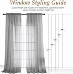 Sheer Charcoal Grey Curtains 108 Inches Long 2 Panels Set, 59 Inch Extra Wide - Image 2