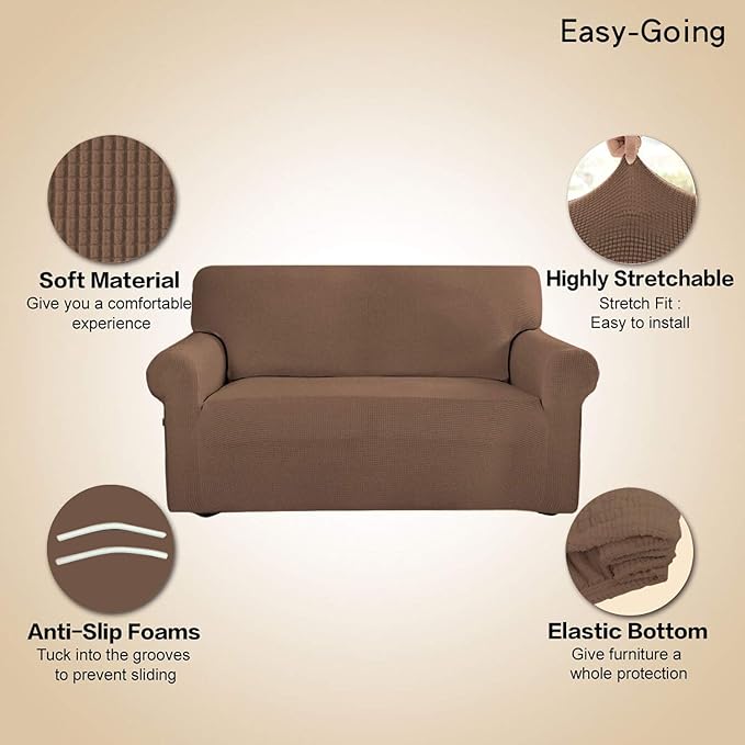 Easy-Going Stretch Oversized Sofa Couch Slipcover Washable Brown | 1-Piece - Image 3