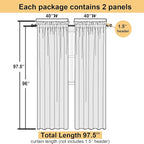Sheer Curtain Panels Set 96" Inches Long, Solid Voile Light Filtering Airy - Image 5