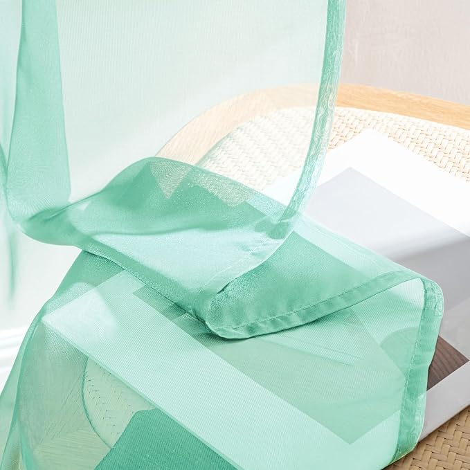 MIULEE Aqua Sheer Curtains 84 Inches Long 4 Panels 42 x 84 Inches | Light - Image 7