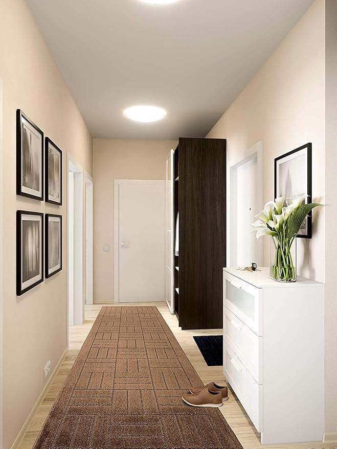 Custom Length Hallway Runner Rug, Slip Resistant, Bricks Brown, 26 Inch X 33 - Image 2