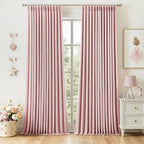 MIULEE Pink Pinch Pleated 100% Blackout Linen Curtains 40x96 Inches | Room by MIULEE