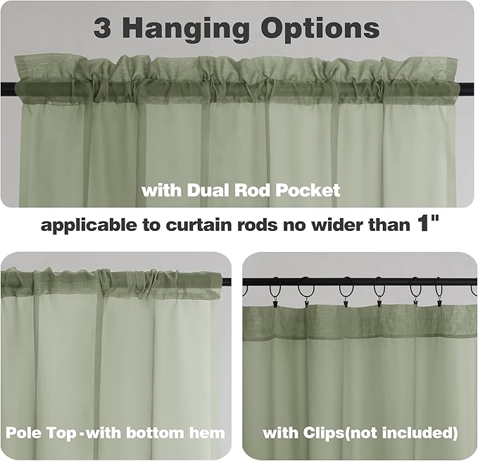 Chyhomenyc Sage Green Sheer Valance - Image 3