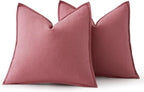 MIULEE Decorative Linen Euro Sham Pillow Covers 22x22 Inch Cranberry Red | Boho - Image 6