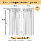 Ivory Sheer Curtains 63 Inch Length 2 Panels Set, Rod Pockets Voile Bedroom - Image 2