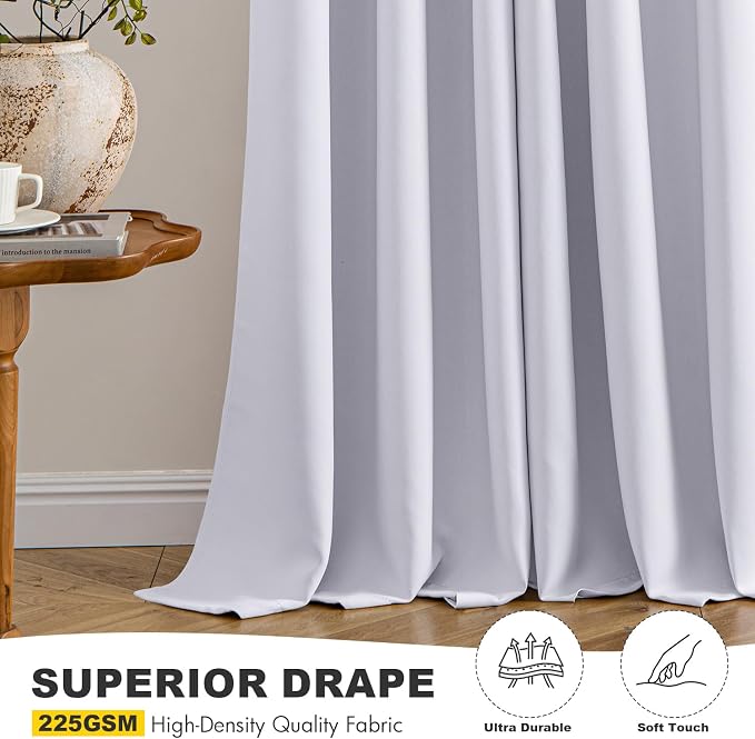 MIULEE Blackout Curtains for Bedroom 2 Panels 55x68 Inch Long Greyish White | - Image 5