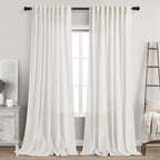 Beige White Linen Curtains 96 Inches Long by Nanspring