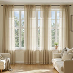 MIULEE Beige Sheer Curtains 63 Inches Long 4 Panels 42 x 63 Inches | Light by MIULEE