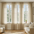 MIULEE Beige Sheer Curtains 102 Inches Long 4 Panels 42 x 102 Inches | Light by MIULEE