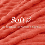 BEDELITE Striped Fleece Throw Blanket, Coral Red, Soft Cozy, Lightweight Warm - Image 4