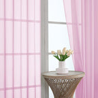 Sheer Light Pink Curtains 108 Inches Long 2 Panels Set, 59 Inch Extra Wide - Image 3