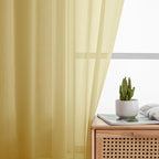 Simplebrand Yellow Sheer Curtains 84 Inches Long, Light Filtering Rod Pocket - Image 5
