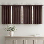 MIULEE Set of 4 Dark Brown 45 Inch Short Blackout Kitchen Window Curtains | - Image 2