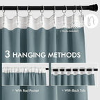 MIULEE Greyish Blue Back Tab Blackout Curtains 52x102 Inch Long 2 Panel Set | - Image 3