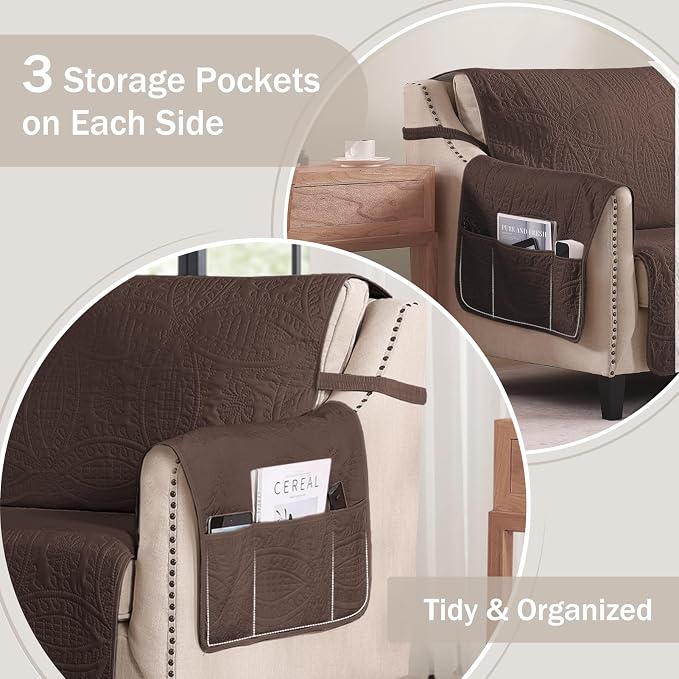Water Repellent Loveseat Cover for 2 Cushion Couch, Machine Washable Love Seat - Image 4