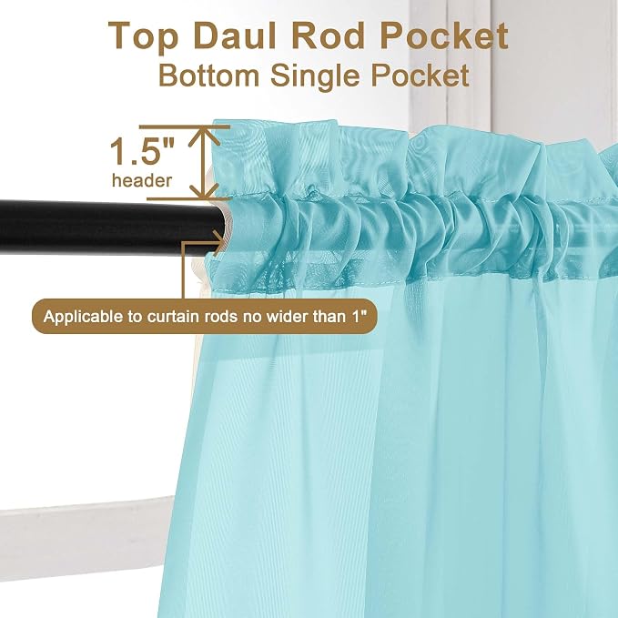 Chyhomenyc Aqua Sheer Curtains 84 Inches Long - Image 5