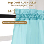 Chyhomenyc Aqua Sheer Curtains 45 Inch Long 2 Panels, Light Filtering Short - Image 4