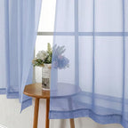 Denim Blue Sheer Curtains 63 Inch Length 2 Panels, Light Filtering Voile - Image 4
