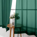 Hunter Green Sheer Curtains 63 Inch Length 2 Panels Set, Voile Solid Window - Image 4