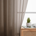 Kitchen Curtains 24 Inch Length Tier 2 Pieces, Chocolate Sheer Curtain Solid - Image 7