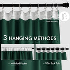 MIULEE Christmas Hunter Green Back Tab Blackout Curtains 52"x96" 2 Panels | Rod - Image 3