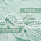 Exclusivo Mezcla Soft Waffle Fleece Bed Blanket King Size, Mint Green | - Image 6