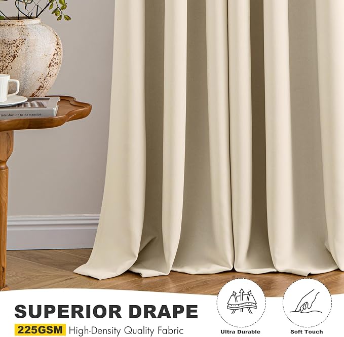 MIULEE Blackout Curtains for Bedroom 2 Panels 40 x 54 Inch Long Cream Beige | - Image 5